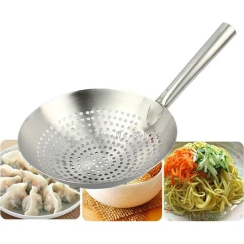 28/30cm Thick Stainless Steel Mesh Strainer Colander Handle Cookware Oil Strainer Flour Sifter Colander Kitchen Cooing wok