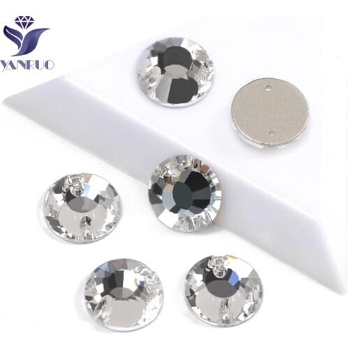 YANRUO 3204 All Sizes Crystal Clear Chaton Rose DIY Glass Stones Flat Back Strass Sewn Rhinestones For Clothing