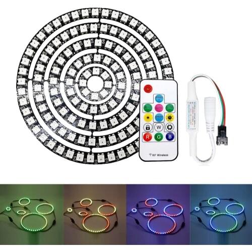 WS2812B LED Ring 5050 RGB lndividul AddressabIe PixeI Ring WS2812 IC BuiIt-in Led ModuIe With 14/17/21 Keys USB/DC RF Controller