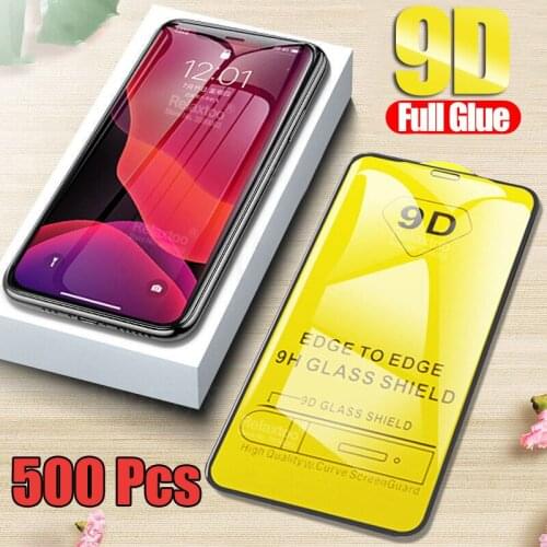 500pcs 9D Tempered Glass Full Glue Cover For VIVO X60 V21 E V20 Pro SE IQOO Z3 Y51 Y51A Y31 Y72 Y73S S7 Film Screen Protector