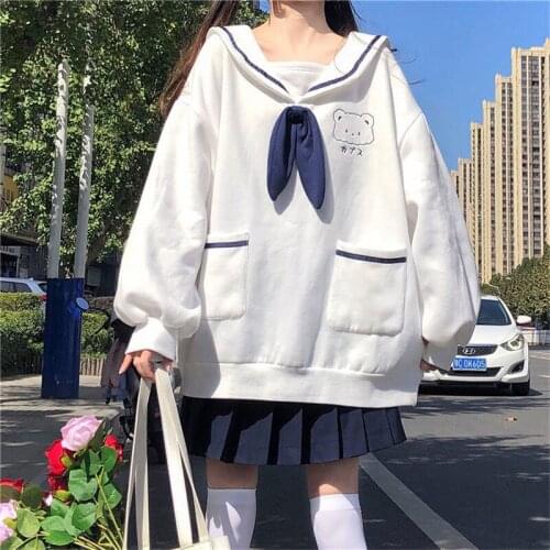 Women Korean Japan Long Sleeve Tops Streetwear Cute Japan Kawaii Girls Fashion Harajuku New Tops Hoodies Sweatshirt Korean