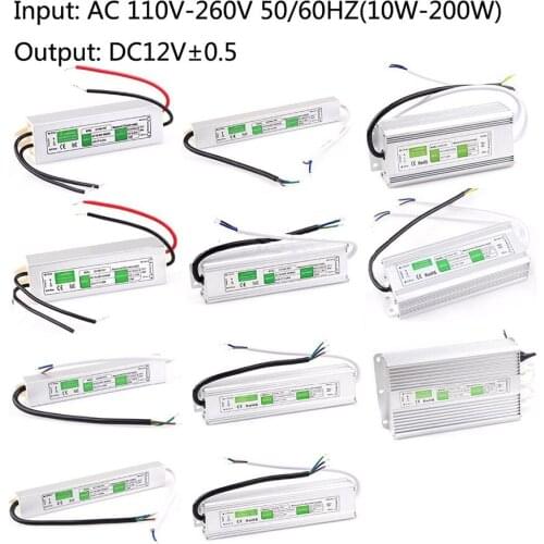 10pcs Input AC110V 220V To DC12V 10W 15W 20W 50W 100W 150W 200W Power Supply Adapter Transformer Waterproof Outdoor LED Driver