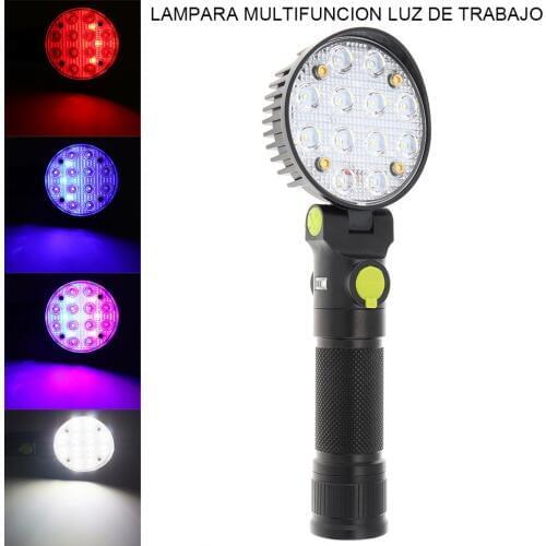 12 COB LEDs Flashlights Car Repair Working Lamp USB 18650 Torch Built-in Magnet Hook Camping Lantern Support 90 Degree Rotation