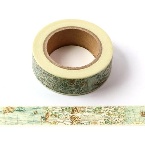 15MM*10M Vintage nautical map Masking Washi Tape Decorative Adhesive Tape Decora Diy Scrapbooking Sticker Label