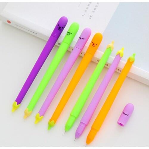 30 PCs Gel Pens Lovely Vegetable Shape Neutral Pen Eggplant Neutral Pen Writing Tools Creative Office Signature Pen Wholesale
