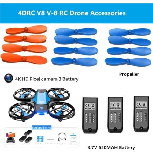 4DRV V8 V-8 RC Drone Spare Parts 3.7V 650mAh Battery/Propeller 4D-V8 V8 RC Drone Accessories V8 Blades V8 Battery And so on