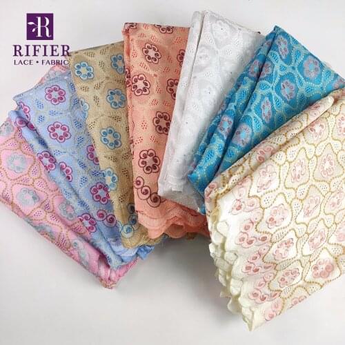 African Stones Cotton Laces Rhinestones Punch Embroidery Design Indian Embroidered Guipure Style Lace Material For Wedding Party