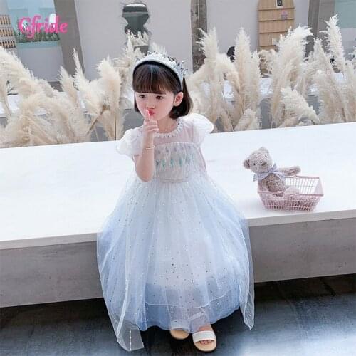 White Girls Snow Queen Costume Puff Short Sleeve With Cape For Kids Christmas Fancy Elza Sequin Dress Halloween Holiday Clothing