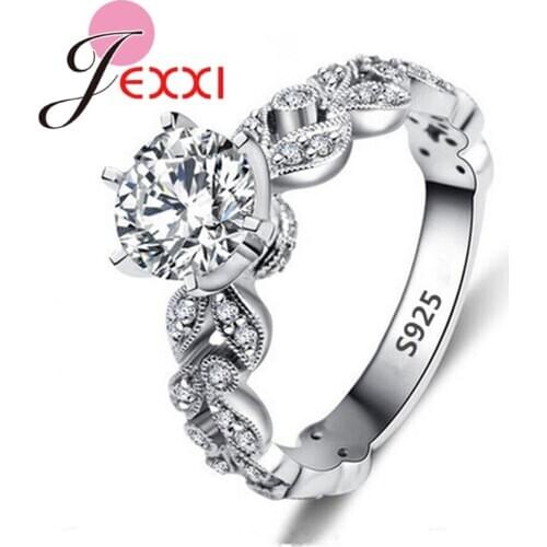 Big Promotion Lovely Design Genuine 925 Sterling Silver Wedding Rings Bright Crystal Fashion Women Jewelry For Dance/Party/Date