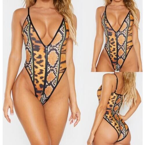 Zipper one piece large swimsuit womens suit womens sports swimsuit special printed bikiniкупальники женские 2021