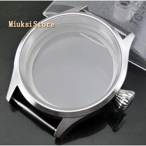 43mm Watch case sapphire glass sterile steel case fit Sea gull ST3600 ETA 6497 6498 movements