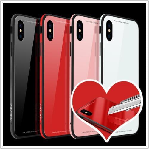 Luxury 9H Hard Glass Protector Case Soft Silicone + Metal aluminium Bumper Phone Case for iPhone XS XR X 8 7 6 6s Plus Fundas