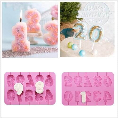 Birthday Handmade Candle Making Mould 0-9 Number Silicone Candle Mould Diy Birthday Cake Decoration Candle Making Molds