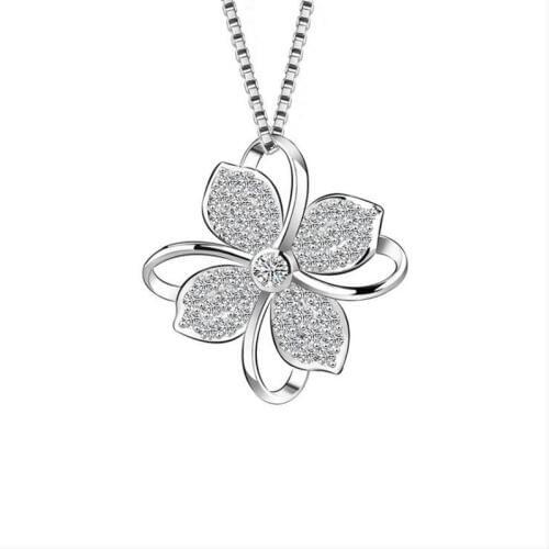 Everoyal Trendy Lady Crystal Clover Pendant Necklace For Girl Birthday Party Accessories Fashion Silver 925 Necklace Female Gift