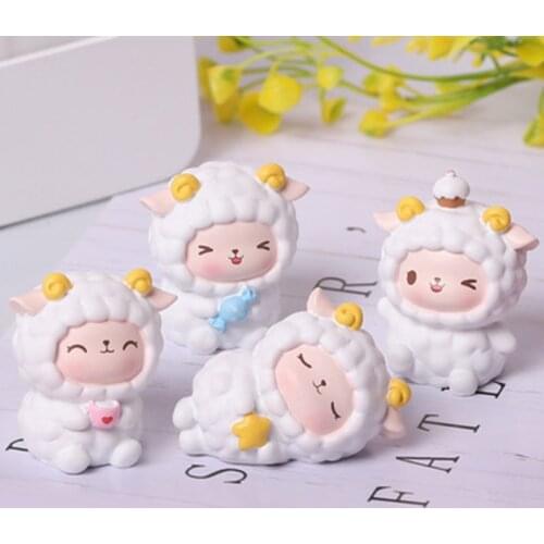 ZOCDOU 1 Piece Creative Cartoon Animal Sheep Small Statue Little Figurine Crafts Figure Ornament Miniatures