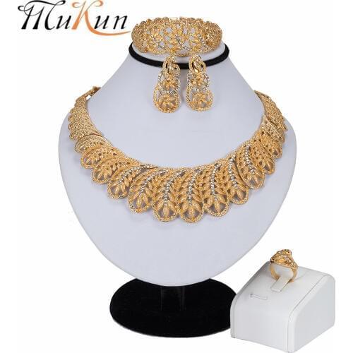 MUKUN 2019 Crystal Bridal Jewelry Sets For Women Nigerian African Beads Jewelry Set Turkish Wedding Necklace and Earrings Set