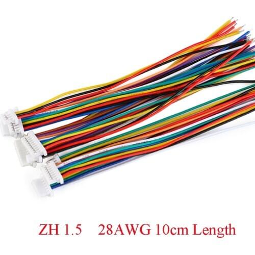 10 pcs Mini Micro ZH 1.5 2/3/4/5/6/7/8/9/10 Pin JST Connector with 100mm length Wires Cables