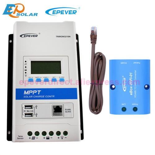 EPever Triron3210N 30A MPPT Solar Charge Controller 12V 24V Backlight LCD Solar Regulator 100V PV Input Common Negative DS2+UCS