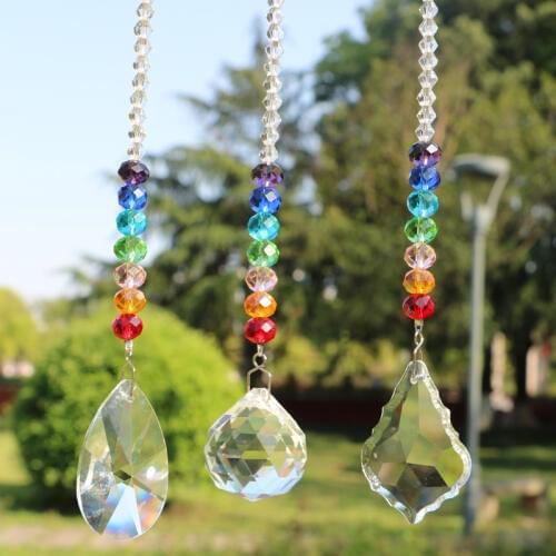 1PCS Chakra Crystal Prisms Pendant Window Suncatcher Rainbow Maker Hanging Ornament Home Wedding Decor