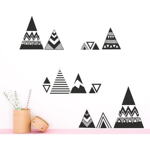 Nordic Style Mountains Pattern Wall Decal - Modern Nursery Wall Sticker Nature Small Mountains Kids Room Christmas Best Decor