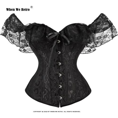 2021 New Women Short Sleeve Corset Solid Color Tie-up Boat Neck Close-fitting Gothic Gorset Top White Black VD2084