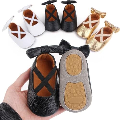 Newborn Baby Shoes Fashion Simplicity Casual Infant Girls Leather Anti-Slip Falt Rubber Sole Toddler First Walkers