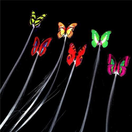Wholesale 1200pcs Aglimmer Change Flash Butterfly Led Hair Braid Light Hairgrip Holloween Party Hair Clip Christmas Led Hairpin