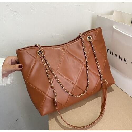 Womens autumn 2020 new fashion shoulder bag wild rhombus embroidery thread chain tote bag womens shoulder diagonal bag