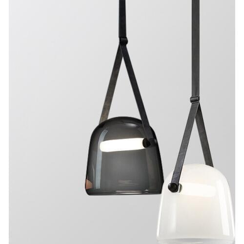 Contracted Design Gray / White Glass with Belt Droplight Built-in LED Light Pipe Pendant Light for LIving Room