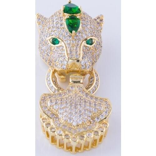 Hot Trendy Jewelry Bijoux Zircon Leopard Charms Pendant For Bracelets & Necklaces Big Copper Micro Pave Clasp Jewelry Findings