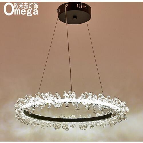 Postmodern round crystal chandelier Nordic creative living room lamp romantic bedroom model room personalized restaurant led