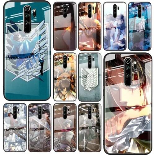 Tempered Glass Cover Attack on Titan For Xiaomi Redmi Note 10 10S 9T 9S 9 8T 8 7 5G Pro Max Shockproof Phone Case
