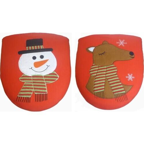Christmas Decorations Toilet Seat Cover Snowman Elk Toilet Lid Decor Elf New Year Xmas Christmas Bathroom Ornaments Supplies