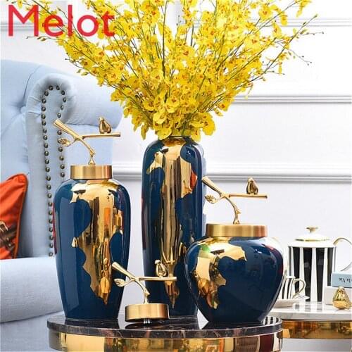 Light Luxury Vase Ceramic Furniture New Chinese Style Living Room Arrangement Cabinet Creative Flower Table Decorations