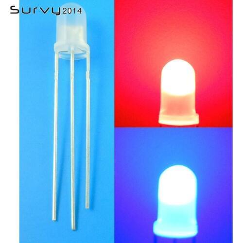 50PCS F5 LED light 5mm Dual colour Red-Blue/Red-Green Milk White 3pin Common Anode/Cathode diy electronics