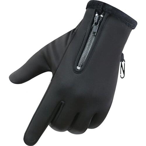 Outdoor Windproof Waterproof Thick Cycling Touch Screen Sports Zipper Gloves Thermal Unisex Touchscreen Anti-slip Full Finger