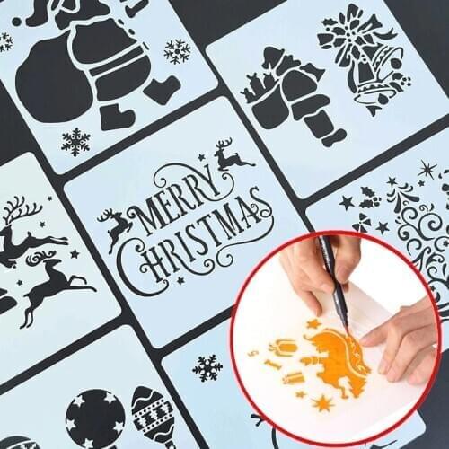 Merry Christmas Layering Stencil Sticker Painting Mold for Scrapbook Album Embossing Paper Template Card Spraying Stencil Decors