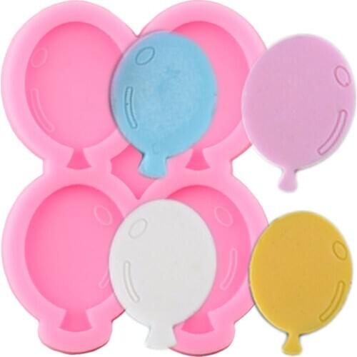 Balloon Cake Border Silicone Mold Cupcake Topper Fondant Cake Decorating Tools Baby Birthday Candy Polymer Clay Chocolate Molds