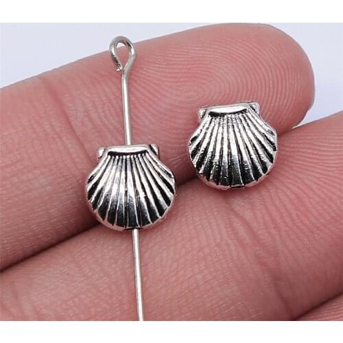 WYSIWYG 20pcs 9x8mm Antique Silver Color Shell Beads For Jewelry Making DIY Jewelry Findings