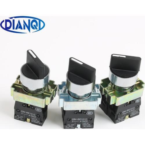 XB2-BD21 BD25 BD33 BD53 BD73 1NO/2NO/1NO1NC 2/3 position Latching self-locking selector push button switch Momentary self-Reset