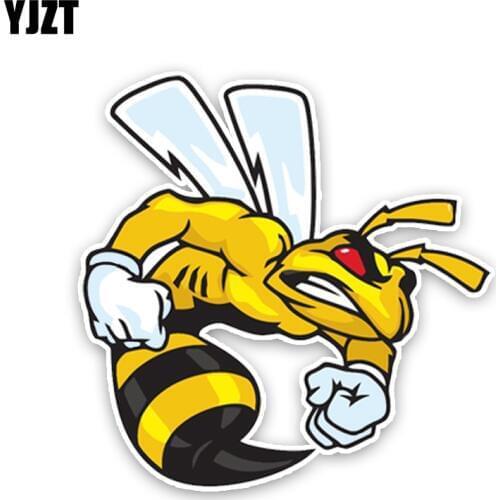 YJZT 14.2CM14.3CM Lovely Angry Cartoon Hornets Colored PVC High Quality Car Sticker Decoration Graphic C1-5148