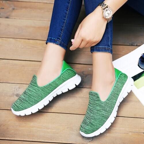 Big Size Summer Without Laces Tennis Female Sport Shoes Women Sneakers Ladies Sports Shoes Green Chaussure Running Fitness D-732