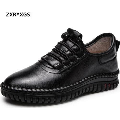 2019 Autumn Full Genuine Leather Shoes Woman Shoes Soft Bottom Comfort Handmade Shoes Sneaker Flat Non-slip Fashion Casual Shoes