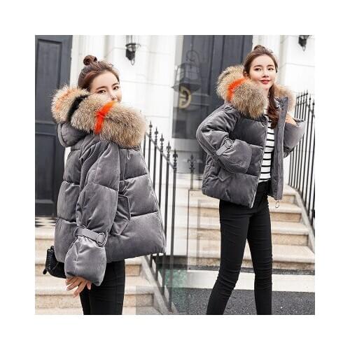 MLCRIYG woman winter coats and jackets European Short Warm Colored Fur Padded Coat Female Casual Basic jacket Tops LX306
