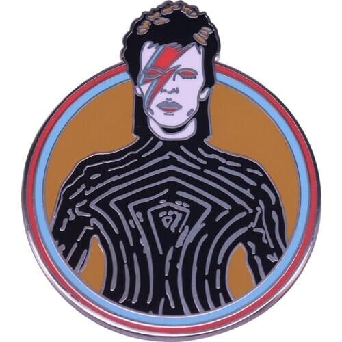 David Bowie lapel pin ziggy stardust lightning badge music fans perfect addition