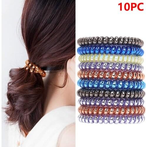 10pc Womens Fashion Transparent Elastic Phone Line Rotating Elastic Hair Band Hair Accessories Scrunchie Headband заколки
