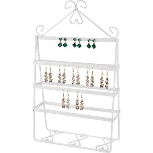 4 Layer 112 Holes Hold Up To 56 Pairs Stud Earring Double-side Earring Holder Stand Women Jewelry Display Stand Rack Shelf Metal