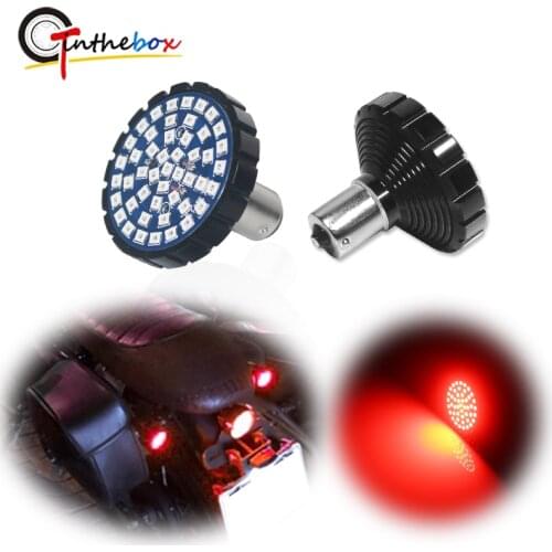 Gtinthebox 2PCS No Hyper Flash 1156 48-SMD Red LED Rear Turn Signal Panel Lights Fire Ring Kit For Harley Davidson Tail Lights