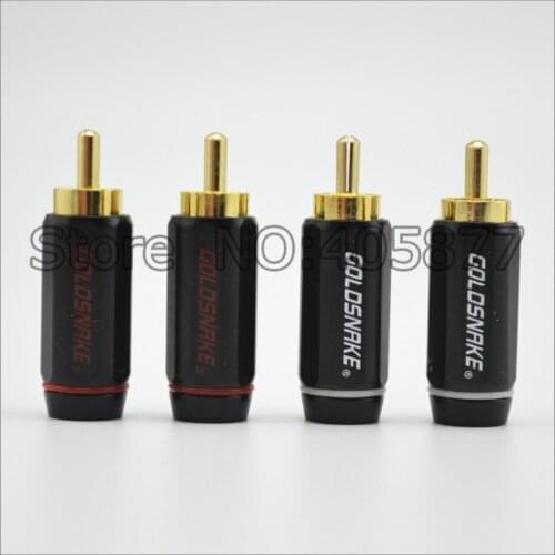 4pcs gold plated rca male plug 6MM cable connector for Audio DIY rca terminal rca cable plug