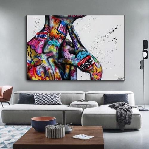 Abstract Street Graffiti Art Neck Canvas Painting Inspirational Posters and Prints Wall Art Pictures for Living Room Home Decor